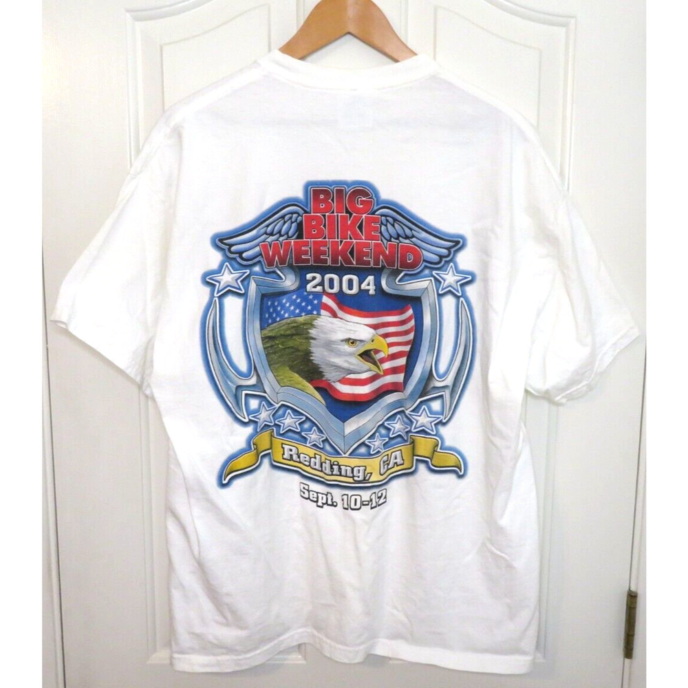 Vtg Y2K Motorcycle BIG BIKE WEEKEND Men's XL T-Shirt Screaming Eagle Design